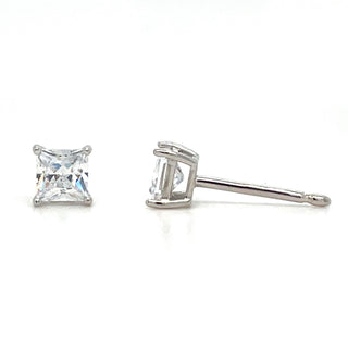 Sterling Silver Princess Cut Cz Stud Earrings