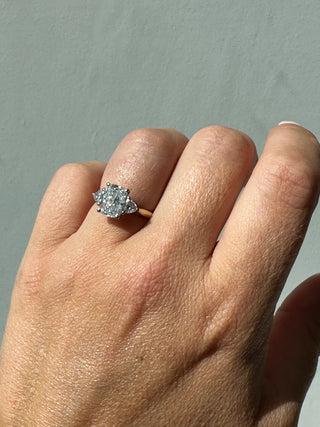 Misha -18ct Yellow Gold 2.52ct Laboratory Grown Oval Diamond EngagemenT Ring With Half Moon Side Stones