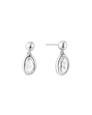 Ania Haie Silver Bezel Organic Pebble Dangle Stud Earrings