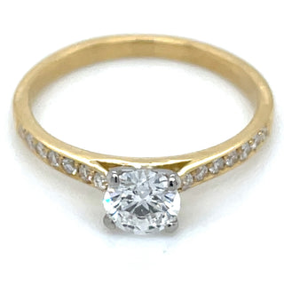 Laoise - 18ct Yellow Gold Laboratory Grown Round Brilliant Solitaire With Pave Set Diamond Shoulders