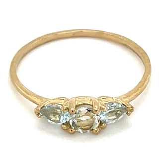 9ct Yellow Gold Mint Green Tourmaline & Blue Topaz Ring