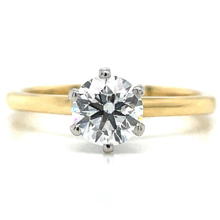 Evie - 18ct Yellow Gold Laboratory Grown 0.80ct Round Brilliant Solitaire Six Claw Diamond Engagement Ring