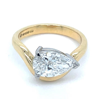 Cara - 18ct Yellow Gold 2.01ct Laboratory Grown Horizontal Pear Cut Diamond Shaped Band Ring