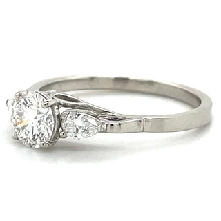 Emerie - Platinum 0.87ct Round Brilliant Laboratory Grown Diamond & Pear Side Stone Engagement Ring