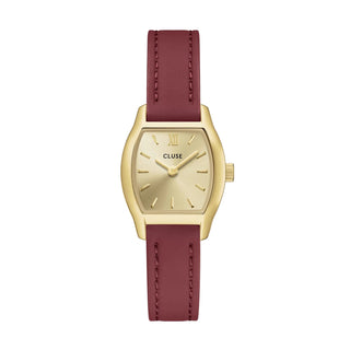 Cluse Tonnette Mini Watch Leather, Red, Gold Colour