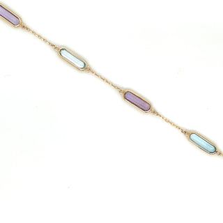 9ct Yellow Gold Earth Grown Amethyst And Blue Topaz Bracelet
