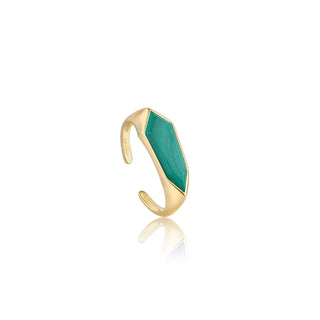 Ania Haie Gold Malachite Emblem Adjustable Ring