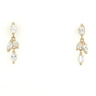 9ct Yellow Gold Miniature Marquise Cz Drop Earrings