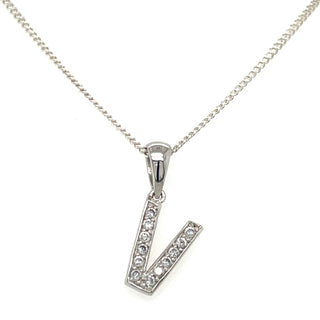 Sterling Silver Cz Initial Necklaces