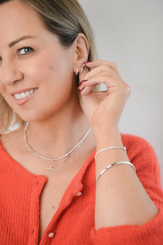 Sterling Silver Plain Rectangular Hoop Earrings