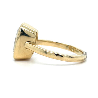 Flora - 18ct Yellow Gold Laboratory Grown 4.03ct Regtangular Cushion Cut Bezel Set Diamond Ring