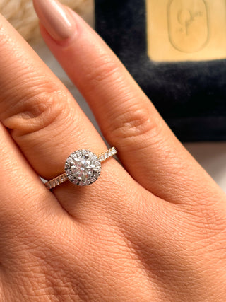 Hazel - 18ct Rose Gold Round Brilliant Cut Halo Diamond Engagement Ring
