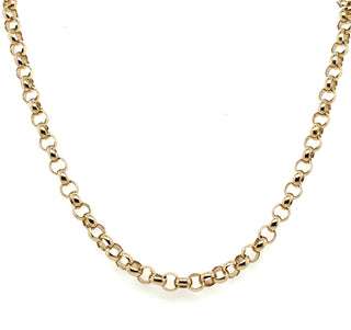 Vintage 9ct Yellow Gold Round 20” Round Belcher Chain