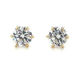 9ct Yellow Gold Petite Cz Six Claw Stud Earrings