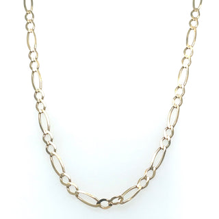 Vintage 9ct Yellow Gold 2 to 1 Figaro 19” Necklace