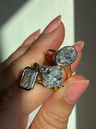 Liana - 18ct Yellow Gold 3.04ct Laboratory Grown Emerald Cut Diamond Bezel Set Solitaire Engagement Ring