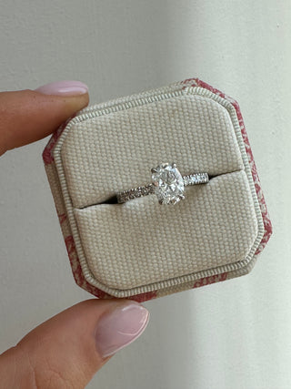 Adeline - Platinum Laboratory Grown 1.60ct Oval Solitaire Engagement Ring With Castle Set Shoulders