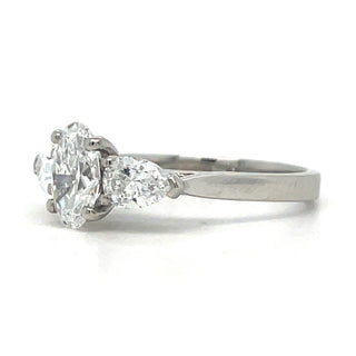 Cynthia - Platinum 1.76ct Laboratory Grown Oval and Side Pear Diamond Rings