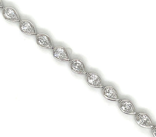 14ct White Gold 2.82ct Pear Bezel Laboratory Grown Diamond Tennis Bracelet
