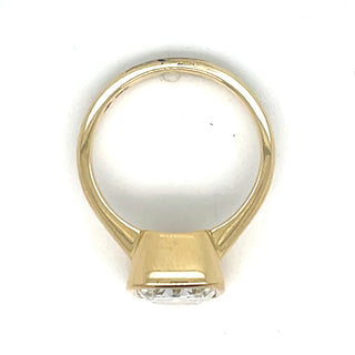 Flora - 18ct Yellow Gold Laboratory Grown 4.03ct Regtangular Cushion Cut Bezel Set Diamond Ring