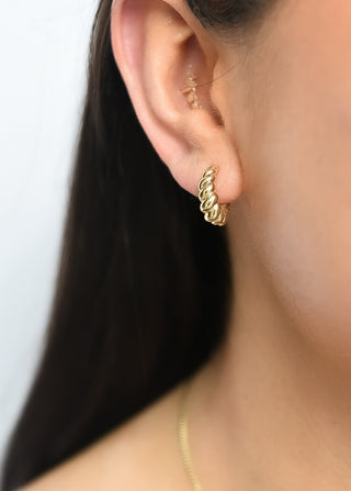 9ct Gold Small Dotted Clicker Hoop Earrings