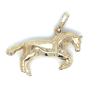 Vintage 9ct Yellow Gold Jumping Horse Pendant