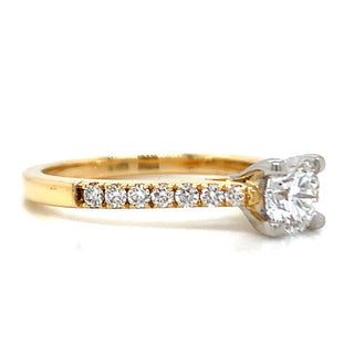 Penelope-18ct Yellow Gold 0.60ct Solitaire Earth Grown Diamond Engagement Ring With Castle Set Shoulders