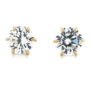 9ct Yellow Gold Cz Six Claw Stud Earrings