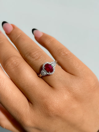 18ct White Gold Earth Grown Ruby And Diamond Ring