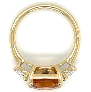 9ct Yellow Gold 2.48ct Earth Grown Citrine And 0.32ct Laboratory Grown Diamond Ring