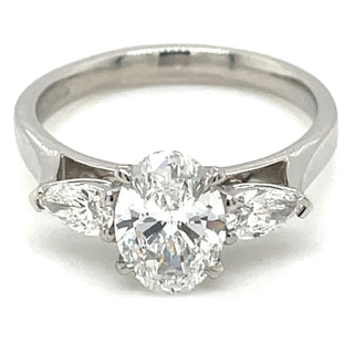 Cynthia - Platinum Laboratory Grown 1.49ct Oval And Pear Three Stone Engagement Ring