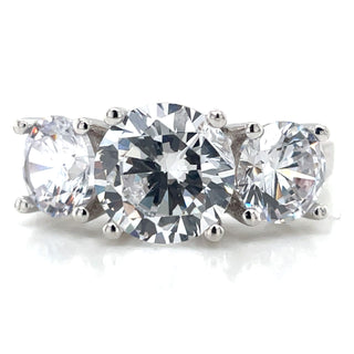 Sterling Silver Three Stone Cz Ring