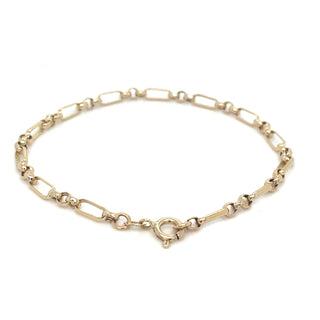 Vintage 9ct Yellow Gold 7.5” Mixed Link Bracelet
