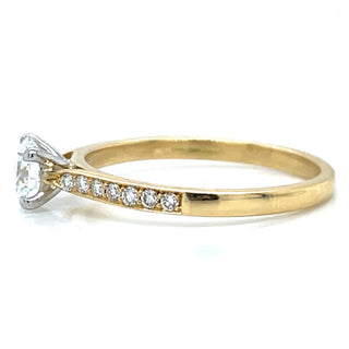 Laoise - 18ct Yellow Gold Laboratory Grown Round Brilliant Solitaire With Pave Set Diamond Shoulders