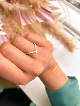 9ct White Gold 0.22ct Earth Grown Diamond Wishbone Ring