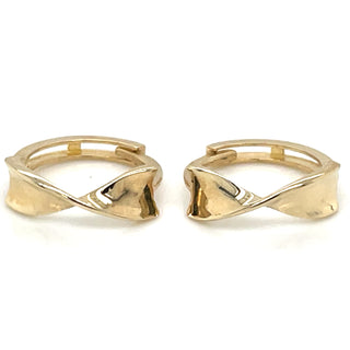 9ct Yellow Gold X Twist Hoop Earrings