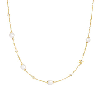 Ania Haie Gold Pearl and Star Station Necklace