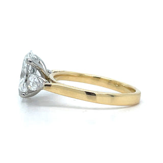 Daniela - 18ct Yellow Gold 2.44ct Laboratory Grown Oval Three Stone Engagement Ring with Side Pear Diamonds