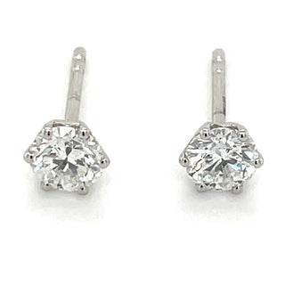 14ct White Gold 0.74ct-0.76ct Round Six Claw Laboratory Grown Diamond Earrings