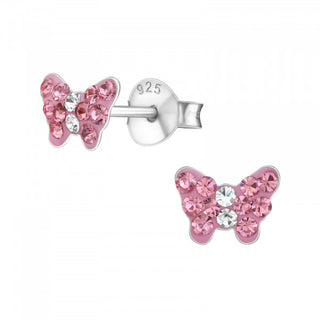 Childrens Sterling Silver Pink Butterfly Earrings