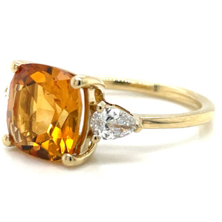 9ct Yellow Gold 2.48ct Earth Grown Citrine And 0.32ct Laboratory Grown Diamond Ring