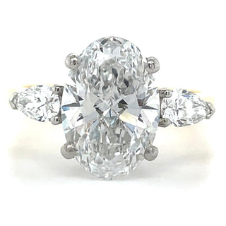 Daniela - 18ct Yellow Gold Laboratory Grown 2.99ct Pear And Oval Three Stone Diamond Ring