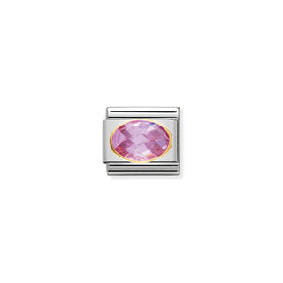 COMPOSABLE Classic FACETED CUBIC zirconia, stainless steel and 18k gold PINK
