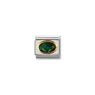 COMPOSABLE Classic FACETED CUBIC zirconia, stainless steel and 18k gold EMERALD GREEN