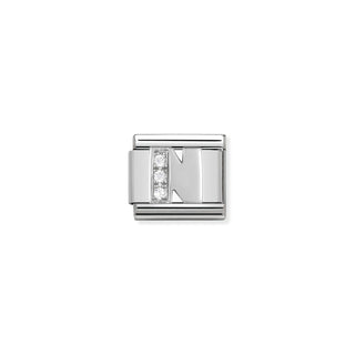 Composable Classic ALPHABET A-Z (select your letter) stainless steel, Cubic zircon stones and 925 sterling silver