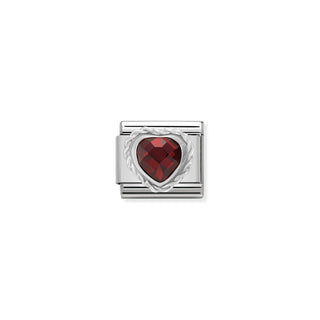 Comp. CL HEART FACETED CZ in stainless steel E 925 sterling silver twisted setting RED