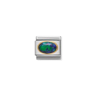 Composable Classic oval hard stones in stainless steel and 18k gold Green Opal