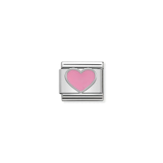 Composable Classic SYMBOLS in stainless steel , enamel and 925 sterling silver Pink Heart
