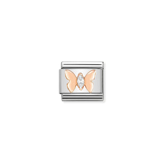 Composable Classic Symbols in stainless steel with 9k rose gold and CZ Butterfly
