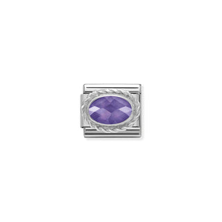 Composable Classic FACETED CZ in stainless steel with 925 sterling silver setting and detail PURPLE